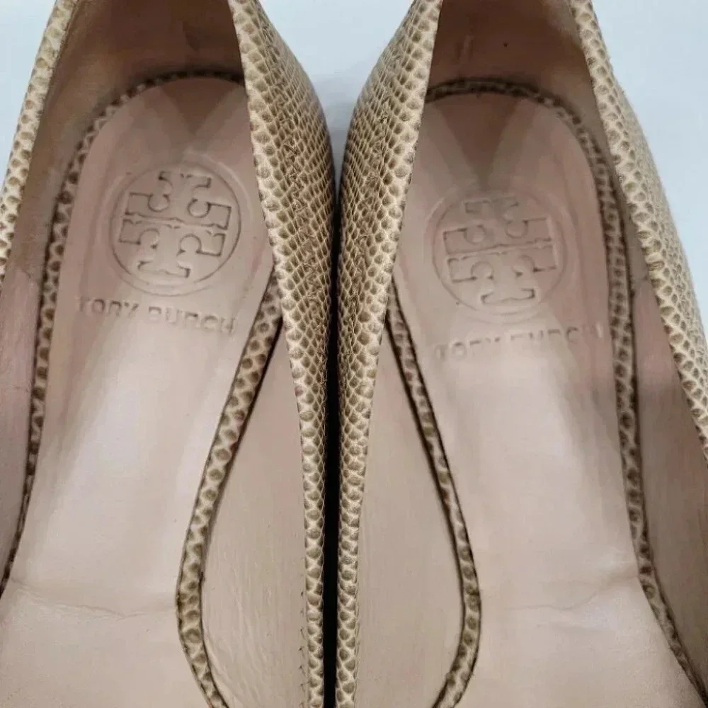 Tory Burch Serena Ballet Flat Vitraux Snake Clay Gold Cap Toe